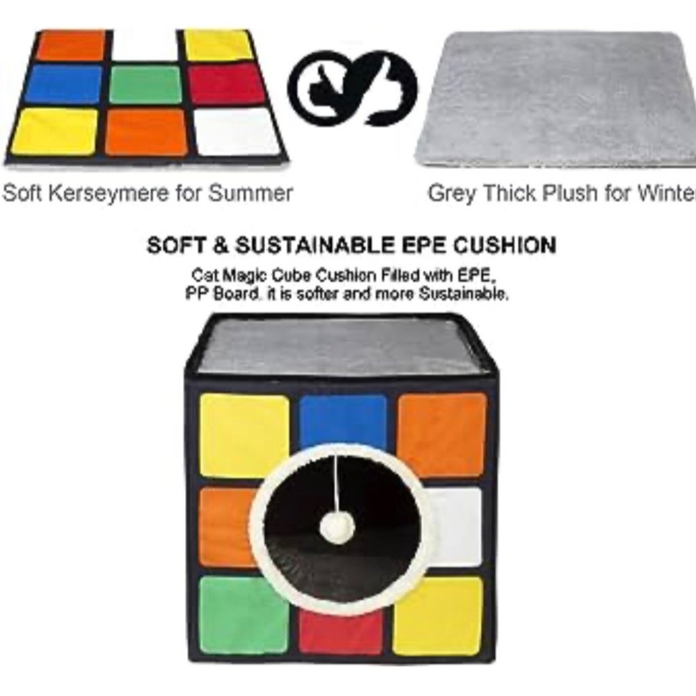 Cat Condo Rubics Cube Primary Colors Fun Cubby Bed Blue Red Yellow White Green - Picture 5 of 5